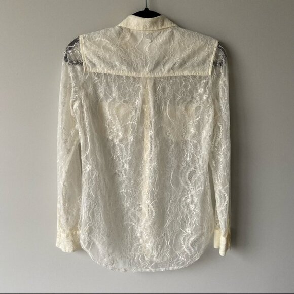Guess Lace Button Down Stretch  Blouse Shirt - Picture 2 of 13